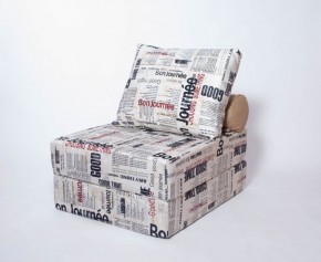 Кресло-кровать-пуф бескаркасное Прайм (Газета) в Миассе - miass.ok-mebel.com | фото