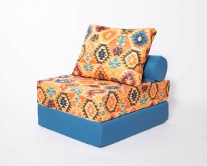Кресло-кровать-пуф бескаркасное Прайм (мехико желтый-морская волна) в Миассе - miass.ok-mebel.com | фото