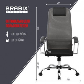 Кресло офисное BRABIX PREMIUM "Ultimate EX-800" хром, плотная двойная сетка Х2, черное/серое, 532912 в Миассе - miass.ok-mebel.com | фото 3