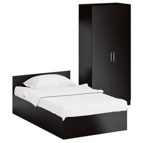Кровать 1200 + Шкаф 2-х створчатый Стандарт, цвет венге, ШхГхВ 123,5х203,5х70 + 90х52х200 см., сп.м. 1200х2000 мм., без матраса, основание есть в Миассе - miass.ok-mebel.com | фото