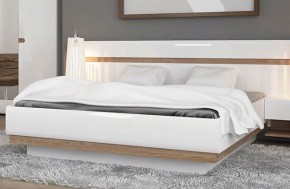 Кровать 140/TYP 91-01 с подъемником, LINATE ,цвет белый/сонома трюфель в Миассе - miass.ok-mebel.com | фото
