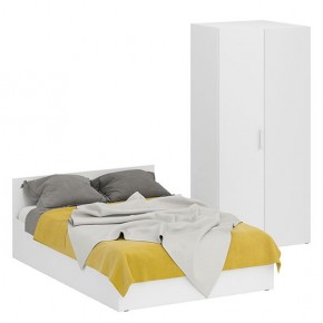Кровать 1400 + Шкаф угловой Стандарт, цвет белый, ШхГхВ 143,5х203,5х70 + 81,2х81,2х200см., сп.м. 1400х2000 мм., без матраса, основание есть в Миассе - miass.ok-mebel.com | фото