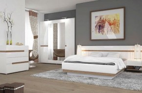 Кровать 160/TYP 92, LINATE ,цвет белый/сонома трюфель в Миассе - miass.ok-mebel.com | фото 3