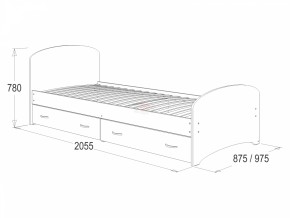 Кровать-6 одинарная с 2-мя ящиками (900*2000) в Миассе - miass.ok-mebel.com | фото 2