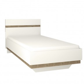 Кровать 90/TYP 90, LINATE ,цвет белый/сонома трюфель в Миассе - miass.ok-mebel.com | фото 1