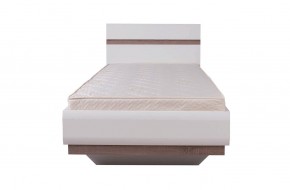 Кровать 90/TYP 90, LINATE ,цвет белый/сонома трюфель в Миассе - miass.ok-mebel.com | фото 2