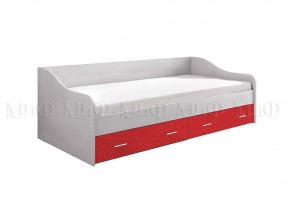 ВЕГА АЛФАВИТ Кровать 900 с настилом ЛДСП (Белый/Красный) в Миассе - miass.ok-mebel.com | фото