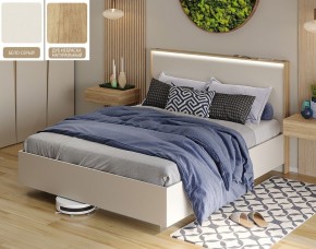 Кровать (Бело-серый U775 ST9/Дуб Небраска натуральный) 1400 в Миассе - miass.ok-mebel.com | фото
