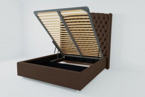 Кровать Берлин ЛЮКС с ПМ 1200 (экокожа коричневая) в Миассе - miass.ok-mebel.com | фото