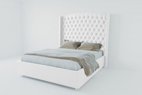 Кровать Берлин ЛЮКС с ПМ 800 (экокожа белая) в Миассе - miass.ok-mebel.com | фото