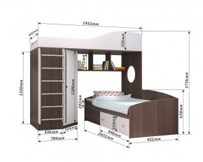 Кровать-чердак Кадет 2 с металлической лестницей в Миассе - miass.ok-mebel.com | фото 2