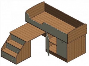 Кровать-чердак "Дюймовочка-2" Дуб молочный/орех в Миассе - miass.ok-mebel.com | фото 2