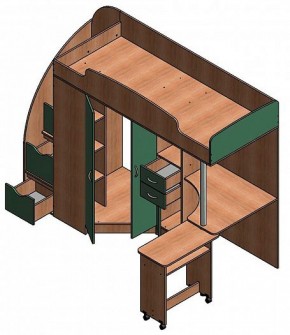 Кровать-чердак "Теремок-1 Гранд"  Дуб молочный/Венге в Миассе - miass.ok-mebel.com | фото 3