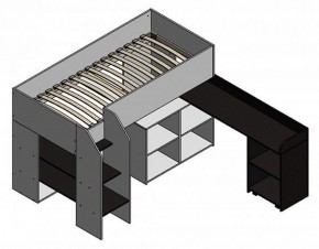 Кровать-чердак "Теремок-2" Дуб молочный/Оранжевый в Миассе - miass.ok-mebel.com | фото 2