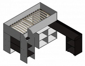 Кровать-чердак "Теремок-2" Дуб молочный/Оранжевый в Миассе - miass.ok-mebel.com | фото 2