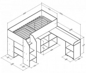 Кровать-чердак "Теремок-2" Дуб молочный/Оранжевый в Миассе - miass.ok-mebel.com | фото 3