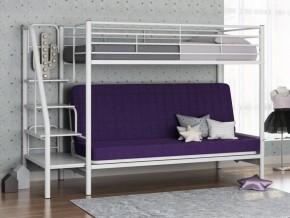 Кровать двухъярусная с диваном "Мадлен-3" (Белый/Фиолетовы) в Миассе - miass.ok-mebel.com | фото