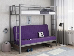 Кровать двухъярусная с диваном "Мадлен" (Серый/Фиолетовый) в Миассе - miass.ok-mebel.com | фото