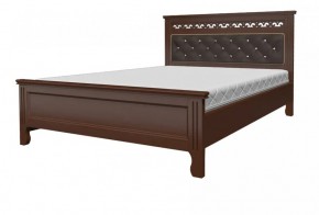 ГРАЦИЯ Кровать из массива 1400 (Орех/коричневая экокожа) в Миассе - miass.ok-mebel.com | фото