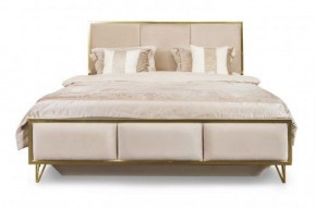 Кровать Lara 1600 с мягким изголовьем + основание (белый глянец) в Миассе - miass.ok-mebel.com | фото 1