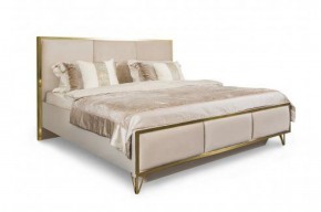 Кровать Lara 1800 с мягким изголовьем + основание (бежевый глянец) в Миассе - miass.ok-mebel.com | фото