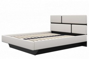 Кровать Палермо 1600 с ПМ 05 Белый гладкий шелк/Черный гладкий шелк в Миассе - miass.ok-mebel.com | фото