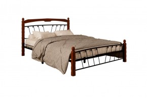 Кровать "Муза 1" КМД10  Черная (1400*2000) (ножки-махагон) с коваными изделиями в Миассе - miass.ok-mebel.com | фото