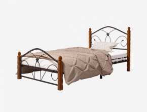 Кровать "Селена 1" Черная (900*2000) (ножки-махагон) с коваными элементами в Миассе - miass.ok-mebel.com | фото