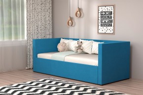 Кровать с ПМ (арт.030) (с/м 900*2000мм) (б/матр), ткань синяя в Миассе - miass.ok-mebel.com | фото