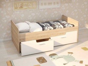 Кровать Умка К-001 + ящики (Дуб Сонома/Белый глянец) в Миассе - miass.ok-mebel.com | фото 1