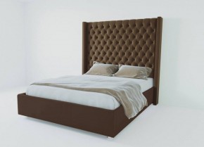 Кровать Версаль ЛЮКС с ПМ 2000 (экокожа коричневая) в Миассе - miass.ok-mebel.com | фото 1
