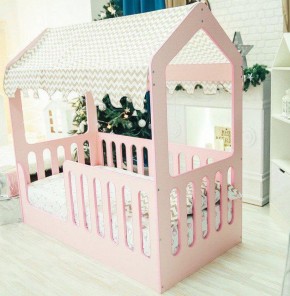 Кровать-домик без ящика 800*1600 (Розовый) в Миассе - miass.ok-mebel.com | фото