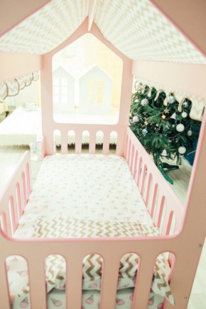 Кровать-домик без ящика 800*1600 (Розовый) в Миассе - miass.ok-mebel.com | фото 3