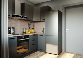 Кухня угловая Антрацит 2200х1000 (Стол. 38мм) в Миассе - miass.ok-mebel.com | фото