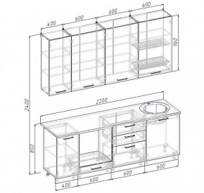 Кухонный гарнитур Антрацит 2200 (Стол. 26мм) в Миассе - miass.ok-mebel.com | фото 3