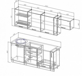 Кухонный гарнитур Антрацит 2550 (Стол. 26мм) в Миассе - miass.ok-mebel.com | фото 2