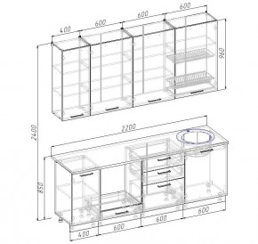 Кухонный гарнитур Демо 2200 h950 (Стол. 38мм) в Миассе - miass.ok-mebel.com | фото 2
