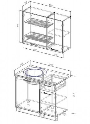Кухонный гарнитур Графика 1000 (Стол. 26мм) в Миассе - miass.ok-mebel.com | фото 2