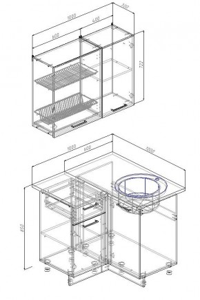 Кухонный гарнитур угловой Вегас 1000*1000 (Стол. 38мм) в Миассе - miass.ok-mebel.com | фото 2