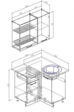 Кухонный гарнитур угловой Вегас 1000*1000 (Стол. 38мм) в Миассе - miass.ok-mebel.com | фото 2