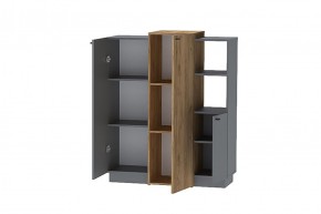 Квадро К-3 Комод 2дв (ЛДСП Графит/дуб крафт золотой) в Миассе - miass.ok-mebel.com | фото 2