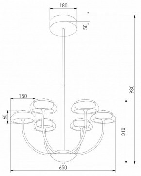 Люстра на штанге Eurosvet Fungo 50388 LED черный в Миассе - miass.ok-mebel.com | фото 4