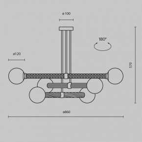 Люстра на штанге Maytoni Teatro MOD287PL-06BS в Миассе - miass.ok-mebel.com | фото 3
