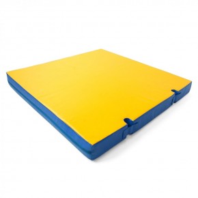 Мат гимнастический 1х1х0,1м с вырезом под стойки цв. синий-желтый в Миассе - miass.ok-mebel.com | фото 1