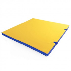 Мат гимнастический 1х1х0,08м с вырезом под стойки цв. синий-желтый в Миассе - miass.ok-mebel.com | фото