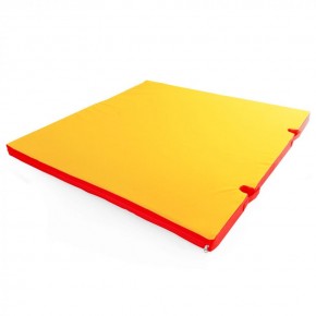 Мат гимнастический 1х1х0,05м с вырезом под стойки цв. красный-желтый в Миассе - miass.ok-mebel.com | фото 1