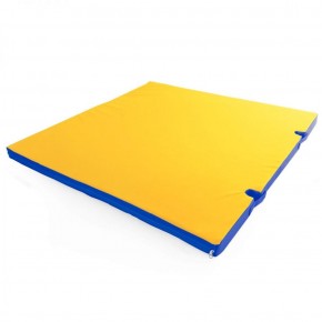 Мат гимнастический 1х1х0,05м с вырезом под стойки цв. синий-желтый в Миассе - miass.ok-mebel.com | фото
