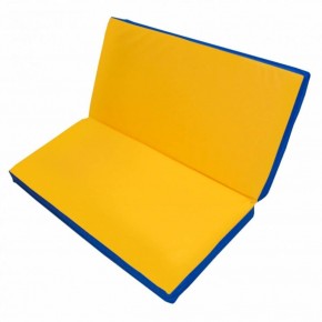 Мат гимнастический 1х1х0,1м складной цв. синий-желтый в Миассе - miass.ok-mebel.com | фото