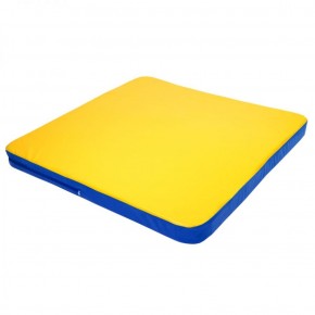 Мат гимнастический 1,36х1,36х0,08м складной закругленные углы цв. синий-желтый (для ДСК Игрунок) в Миассе - miass.ok-mebel.com | фото