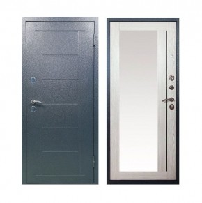 Металлическая дверь ТИТАН (МЕТАЛЛ-ПАНЕЛЬ) Зеркало/Букле графит + Штамп/Лиственница в Миассе - miass.ok-mebel.com | фото 1